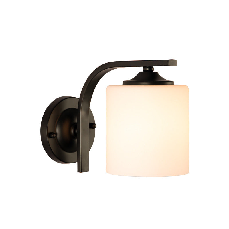 Modern Simplicity Cylinder Glass Lampshade Iron 1 - Light Wall Sconce Lamp For Living Room