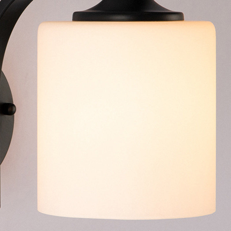 Modern Simplicity Cylinder Glass Lampshade Iron 1 - Light Wall Sconce Lamp For Living Room