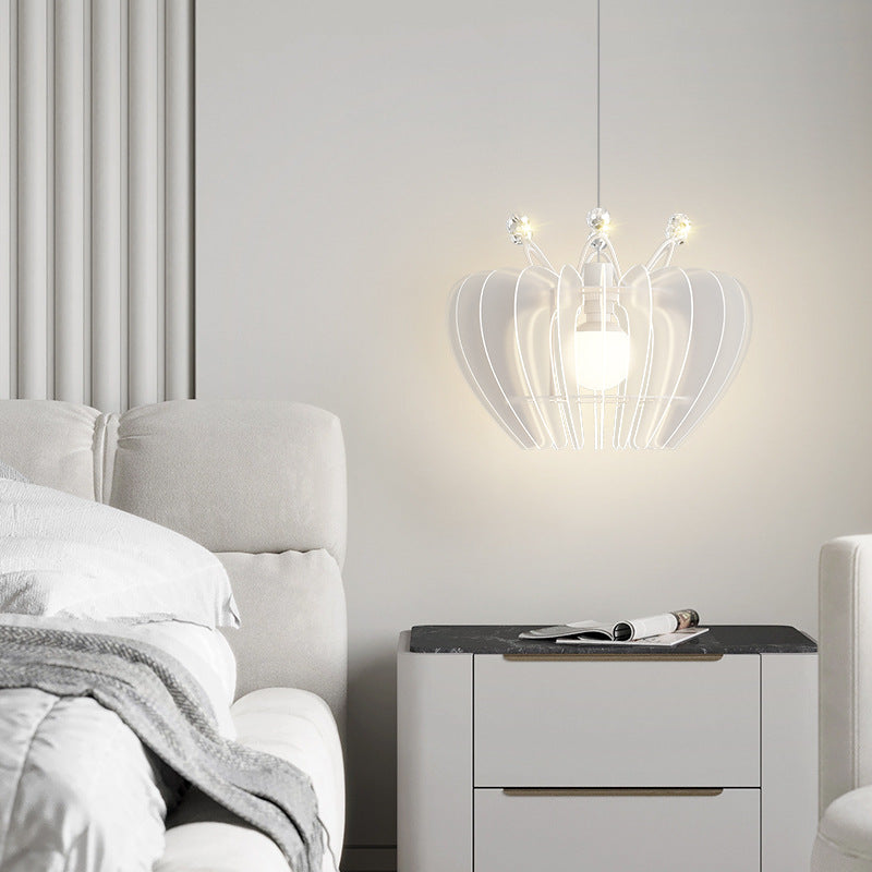 Contemporary Creative Dome Crown Acrylic Crystal Iron Lampshade LED Pendant Light For Dining Room