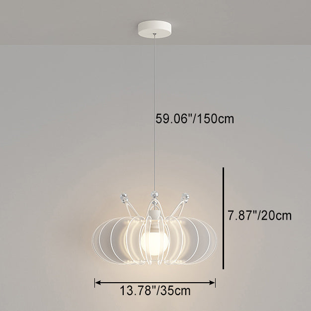 Contemporary Creative Dome Crown Acrylic Crystal Iron Lampshade LED Pendant Light For Dining Room