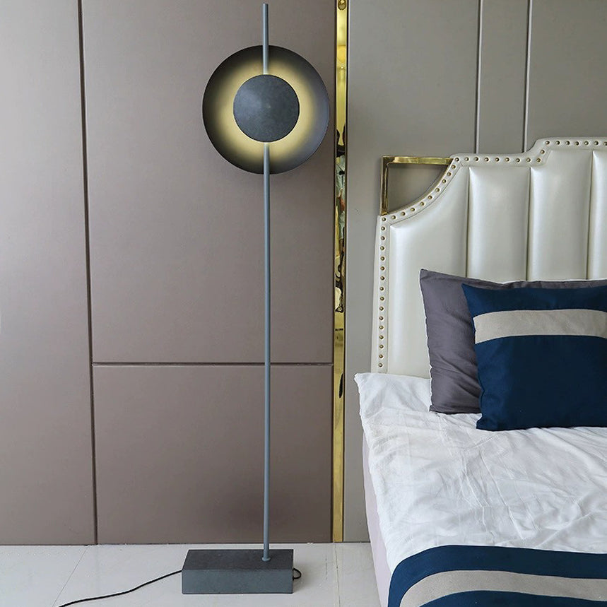 Contemporary Nordic Round Hardware Iron 1 - Light Standing Floor Lamp For Living Room