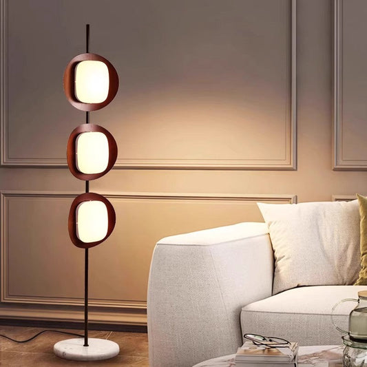 Contemporary Scandinavian Round Acrylic Iron Lampshade Marble Base LED Standing Floor Lamp For Living Room