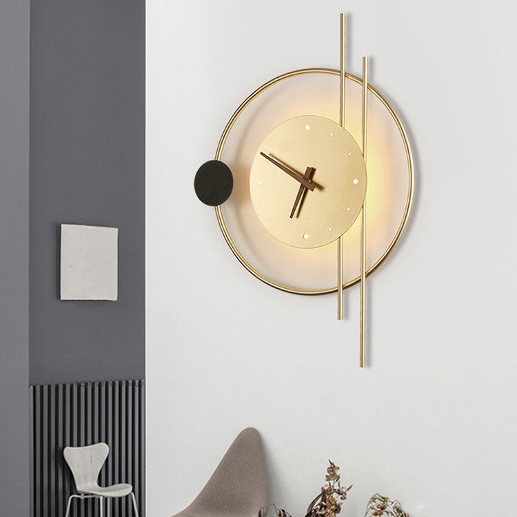 Contemporary Creative Clocks Iron Acrylic Lampshade LED Wall Sconce Lamp For Living Room