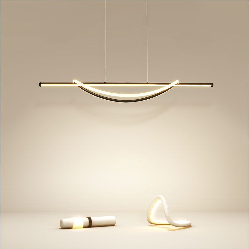 Modern Minimalist Circle Stitching Line Silicone Aluminum Iron LED Chandeliers Island Light For Dining Room