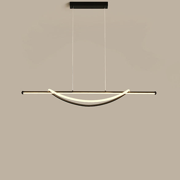 Modern Minimalist Circle Stitching Line Silicone Aluminum Iron LED Chandeliers Island Light For Dining Room