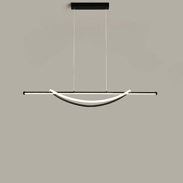 Modern Minimalist Circle Stitching Line Silicone Aluminum Iron LED Chandeliers Island Light For Dining Room