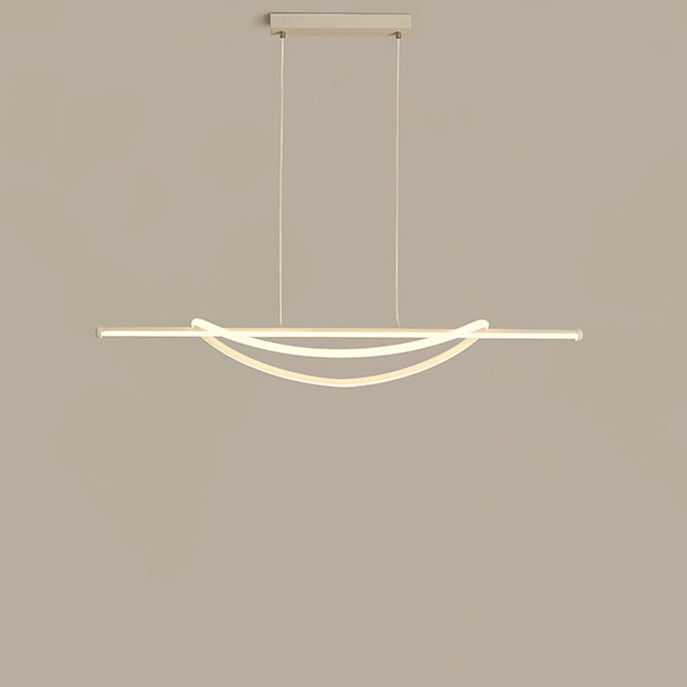 Modern Minimalist Circle Stitching Line Silicone Aluminum Iron LED Chandeliers Island Light For Dining Room
