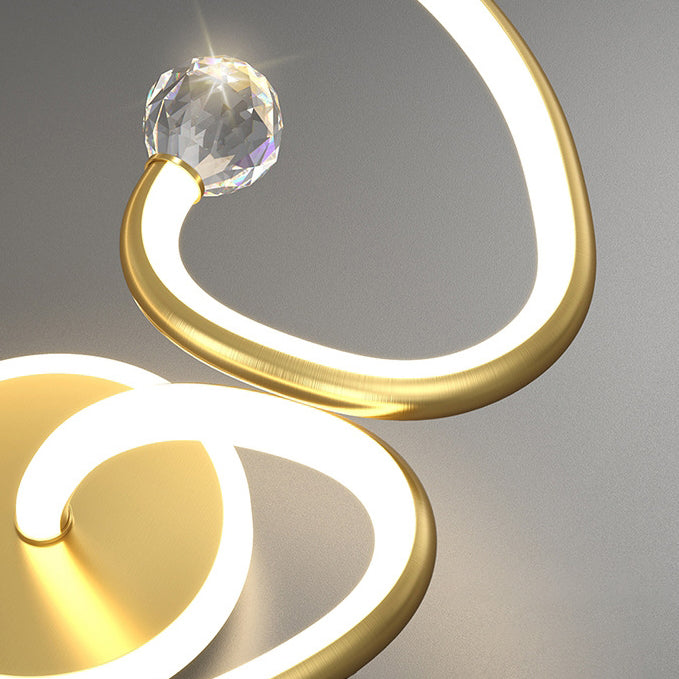 Modern Simplicity Geometric Curve Aluminum Acrylic Lampshade Iron LED Semi-Flush Mount Ceiling Light For Hallways