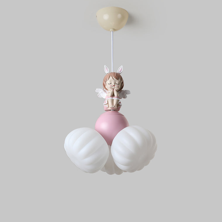 Contemporary Creative Dome Angel Girl PVC Iron Resin 3 - Light Pendant Light For Dining Room