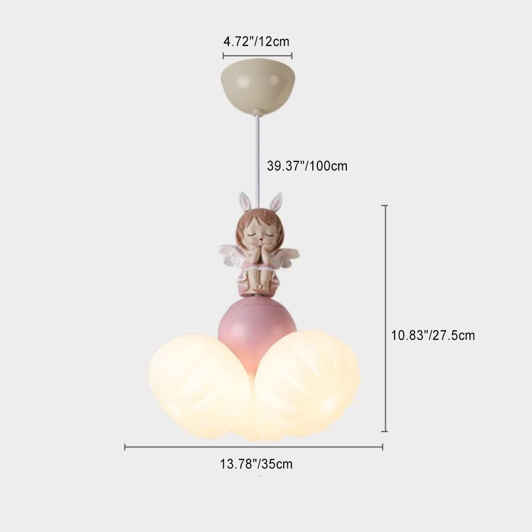 Contemporary Creative Dome Angel Girl PVC Iron Resin 3 - Light Pendant Light For Dining Room