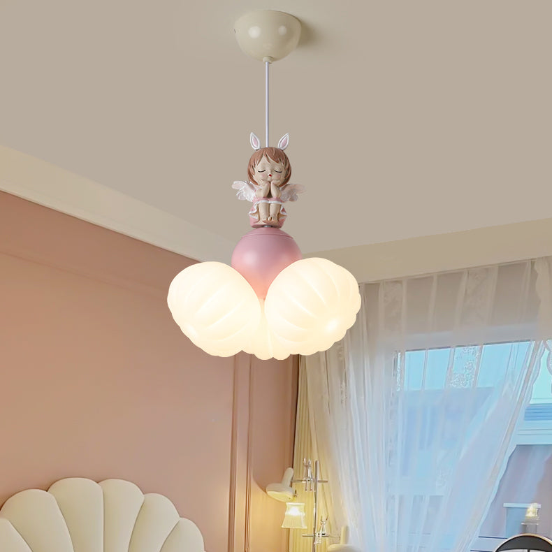 Contemporary Creative Dome Angel Girl PVC Iron Resin 3 - Light Pendant Light For Dining Room
