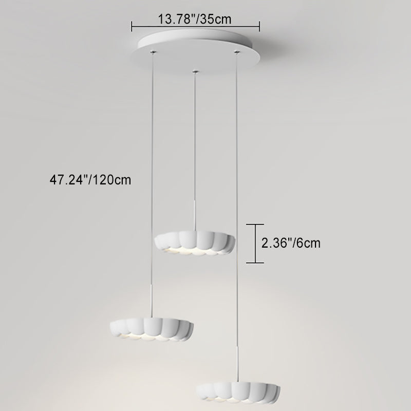 Modern Minimalist Cream Round ABS Iron Lampshade LED Chandeliers For Dining Room