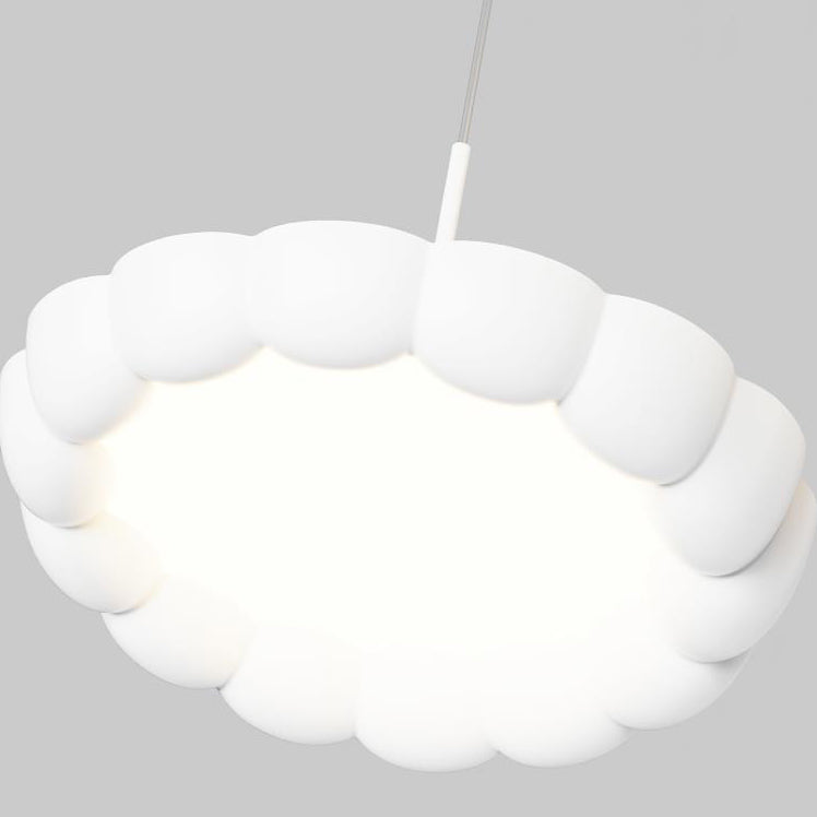 Modern Minimalist Cream Round ABS Iron Lampshade LED Chandeliers For Dining Room