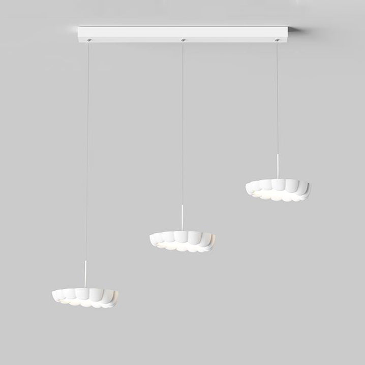 Modern Minimalist Cream Round ABS Iron Lampshade LED Chandeliers For Dining Room