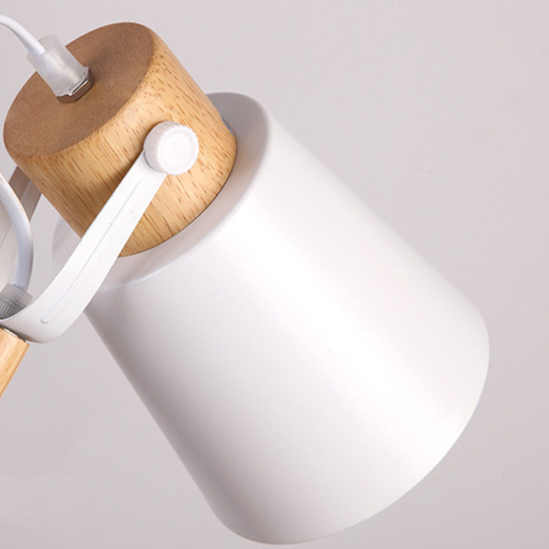 Modern Simplicity Trapezoid Bendable Iron Lampshade Solid Wood Base 1 - Light Table Lamp For Bedroom