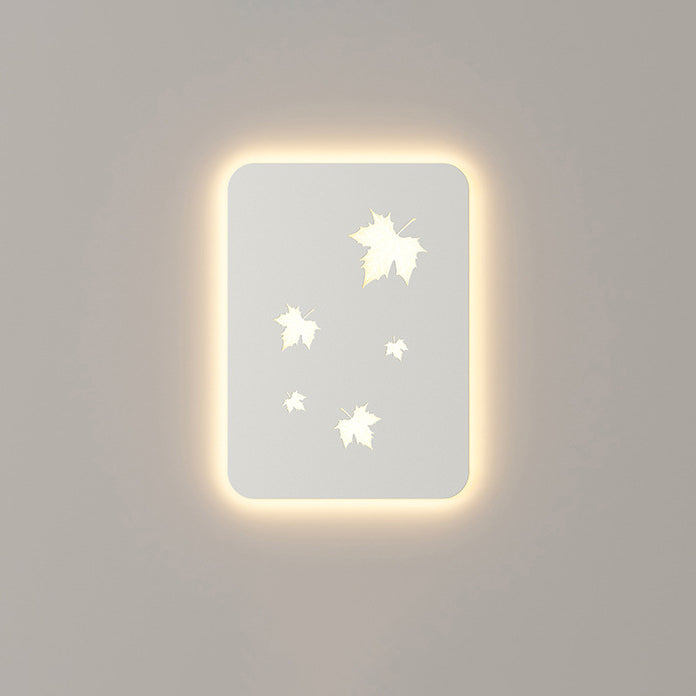Contemporary Creative Rectangular Maple Leaves Full Iron Lampshade LED Wall Sconce Lamp For Living Room