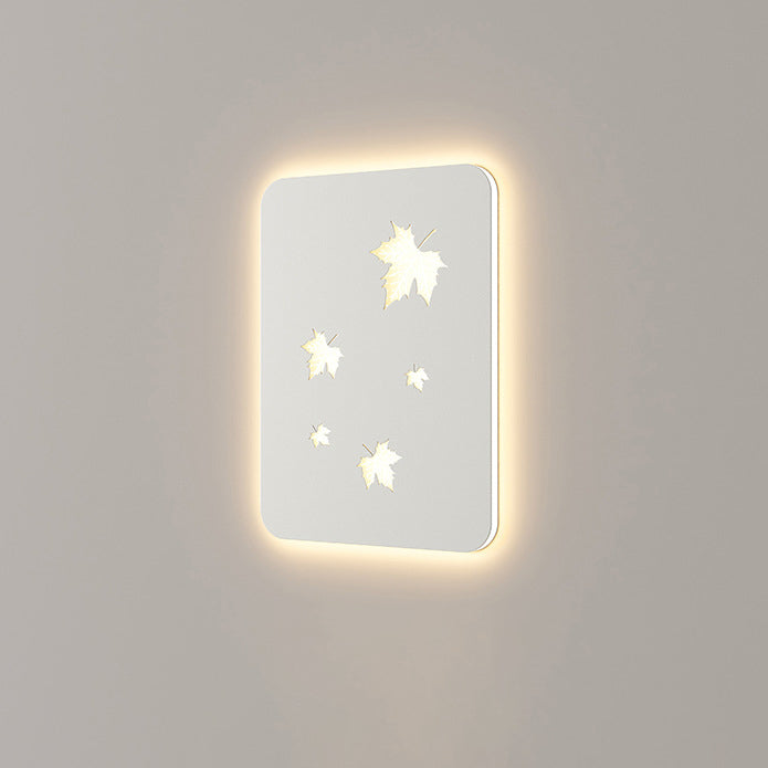 Contemporary Creative Rectangular Maple Leaves Full Iron Lampshade LED Wall Sconce Lamp For Living Room