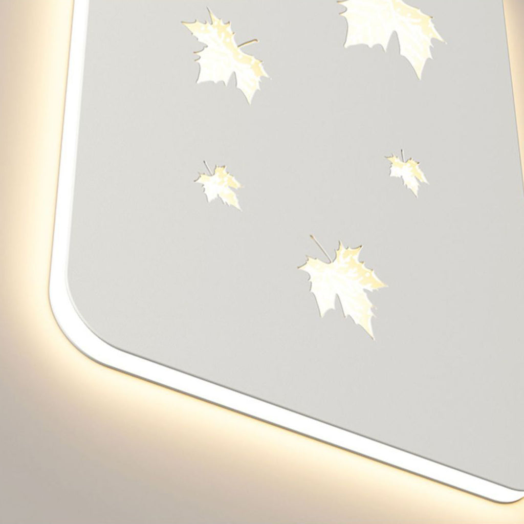 Contemporary Creative Rectangular Maple Leaves Full Iron Lampshade LED Wall Sconce Lamp For Living Room