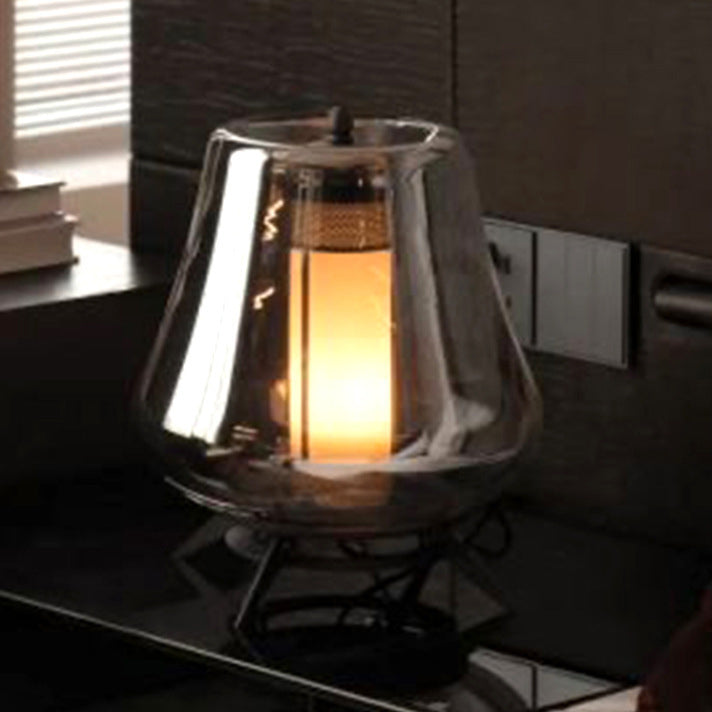 Modern Art Deco Transparent Glass Iron Lampshade 1 - Light Table Lamp For Bedroom