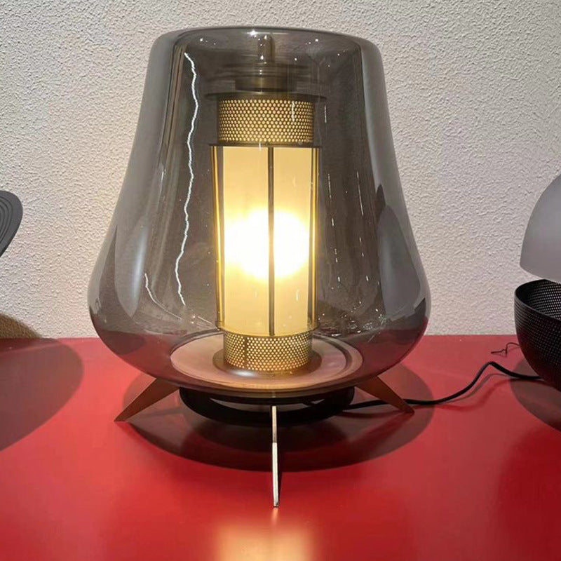Modern Art Deco Transparent Glass Iron Lampshade 1 - Light Table Lamp For Bedroom
