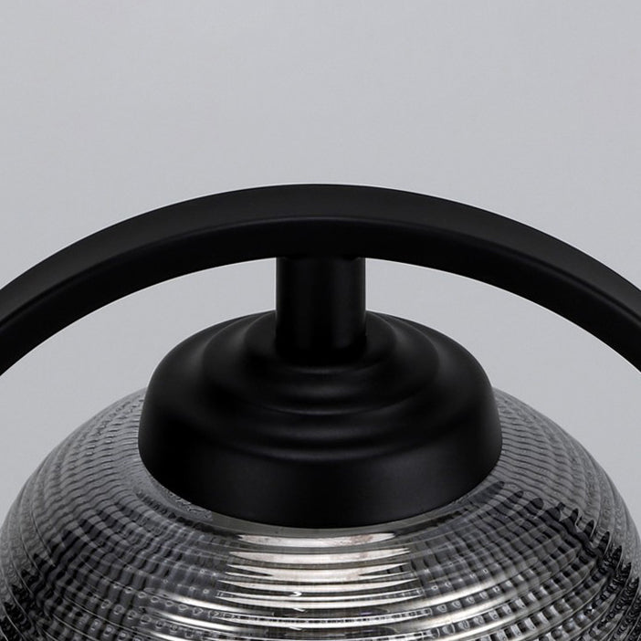 Contemporary Nordic Round Iron Base Semicircular Glass Lampshade 1 - Light Melting Wax Table Lamp For Bedroom