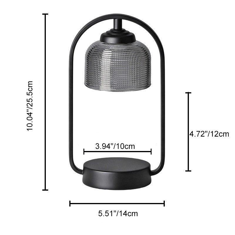 Contemporary Nordic Round Iron Base Semicircular Glass Lampshade 1 - Light Melting Wax Table Lamp For Bedroom