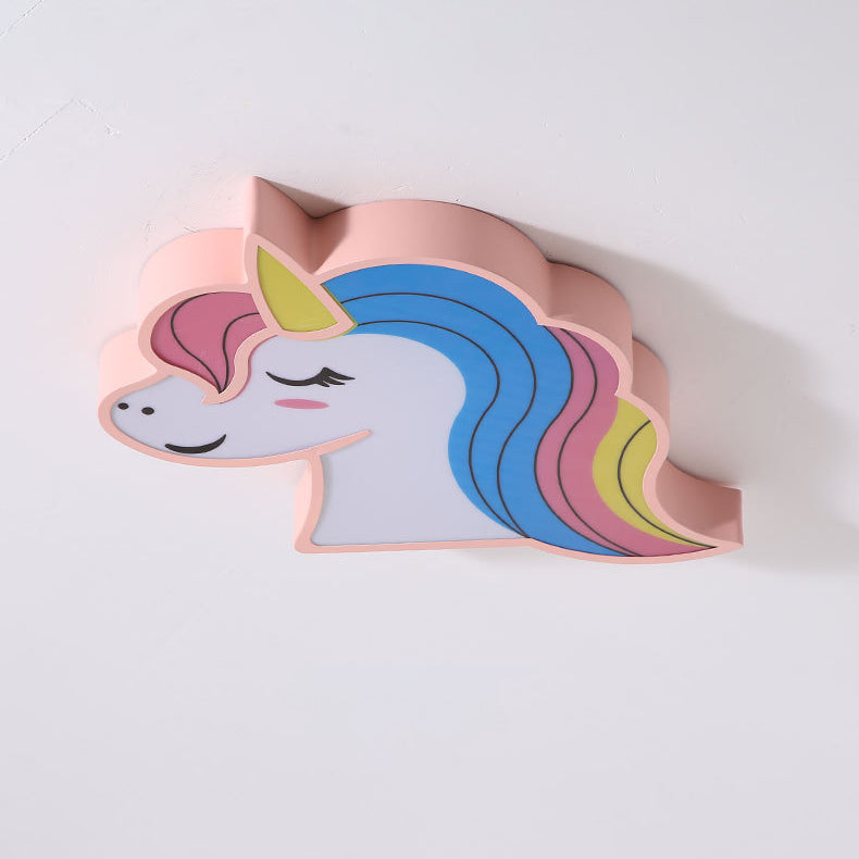 Contemporary Creative Horse Acrylic Iron Lampshade LED Flush Mount Ceiling Light For Bedroom