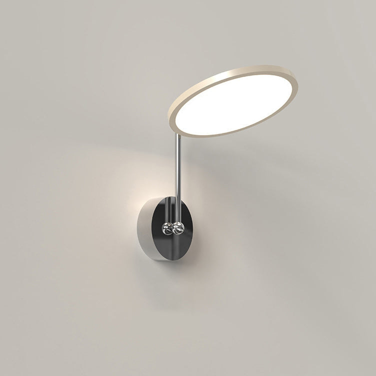 Modern Minimalist Round Mirror Shape Aluminum Iron LED Wall Sconce Lamp For Bedroom