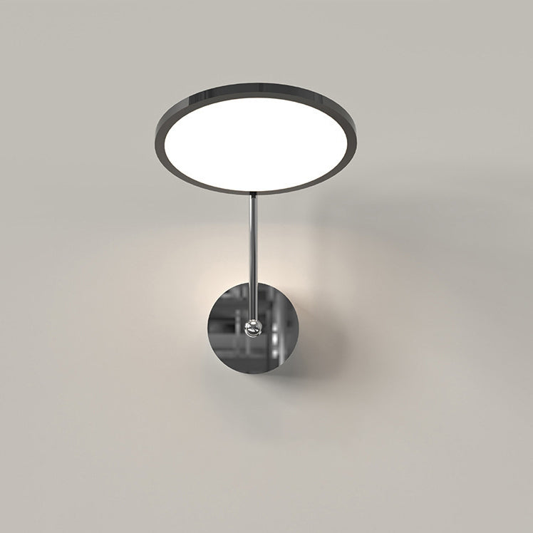 Modern Minimalist Round Mirror Shape Aluminum Iron LED Wall Sconce Lamp For Bedroom