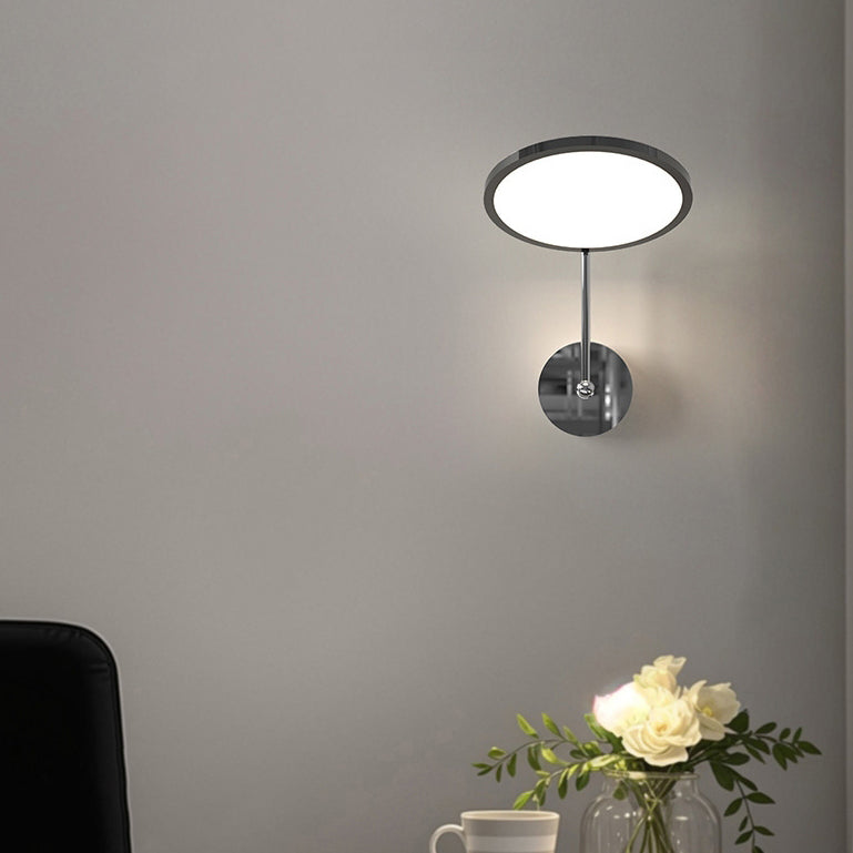 Modern Minimalist Round Mirror Shape Aluminum Iron LED Wall Sconce Lamp For Bedroom