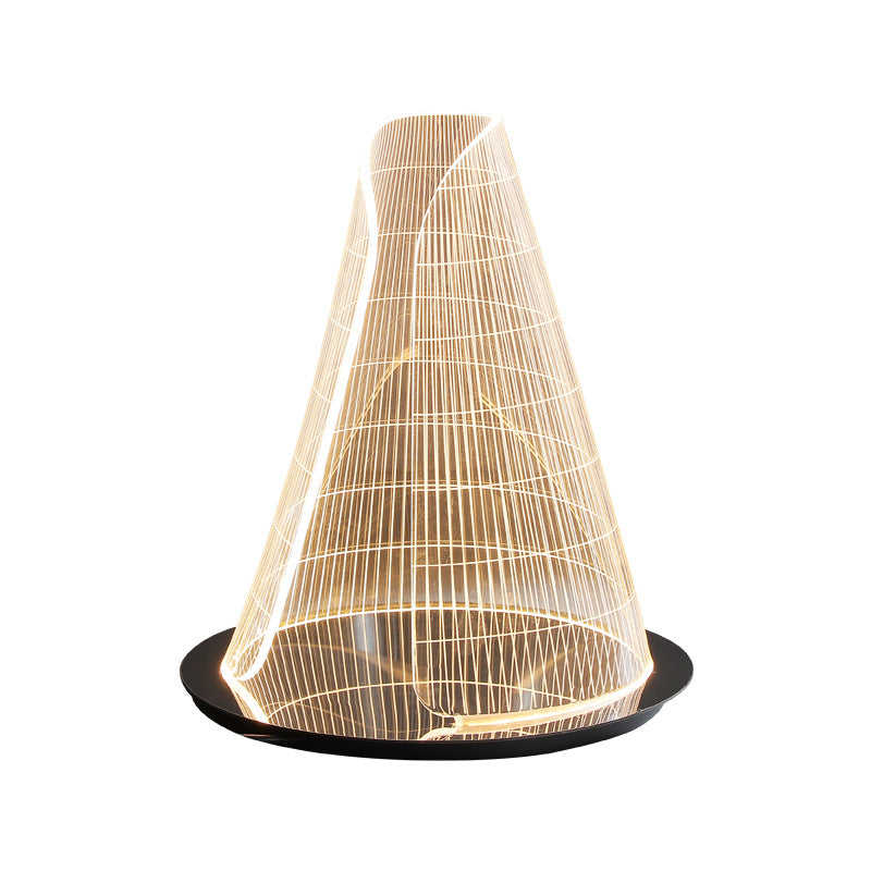 Modern Art Deco Conical Acrylic Lampshade Stainless Steel Base LED Table Lamp For Living Room