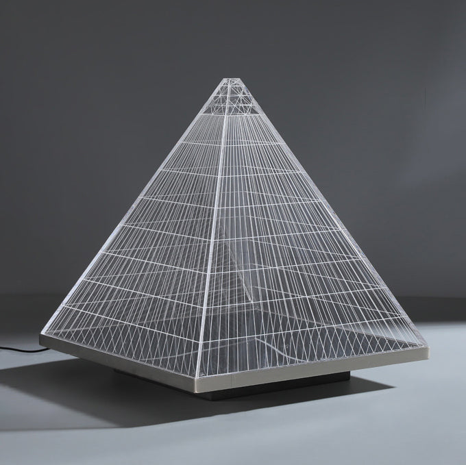 Modern Art Deco Pyramid Acrylic Aluminum Lampshade Stainless Steel Base LED Table Lamp For Living Room