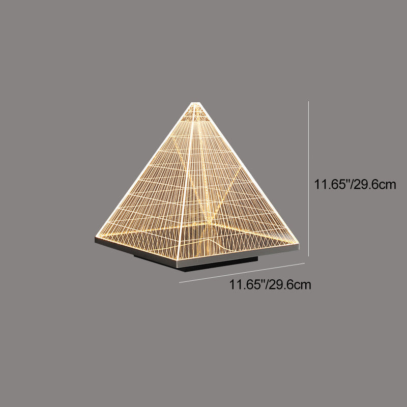 Modern Art Deco Pyramid Acrylic Aluminum Lampshade Stainless Steel Base LED Table Lamp For Living Room