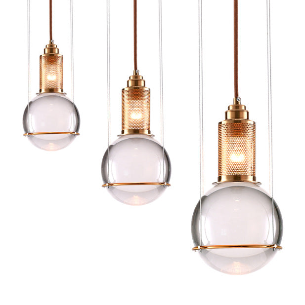 Contemporary Scandinavian Dome Orb Crystal Iron 1/3 - Light Chandelier For Dining Room