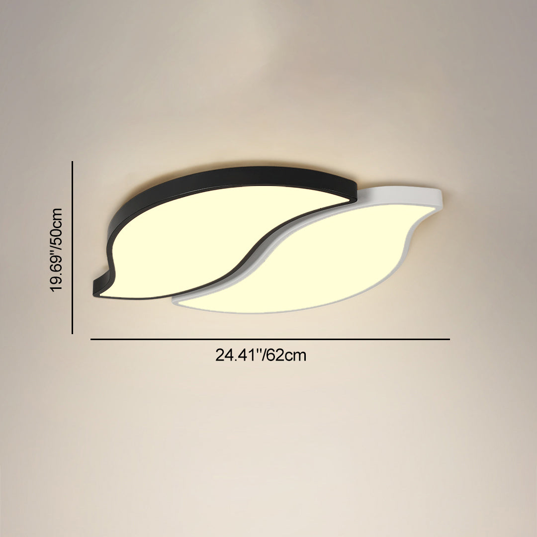 Contemporary Creative Leaves Stitching Acrylic Iron Lampshade LED Flush Mount Ceiling Light For Bedroom