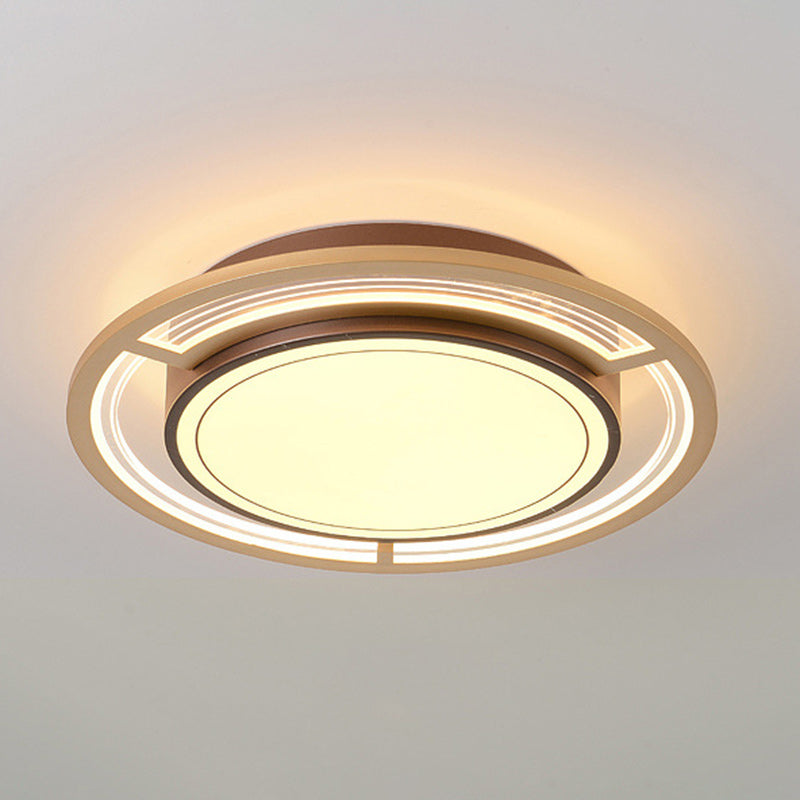 Traditional Chinese Round Iron Acrylic LED Flush Mount Ceiling Light For Bedroom