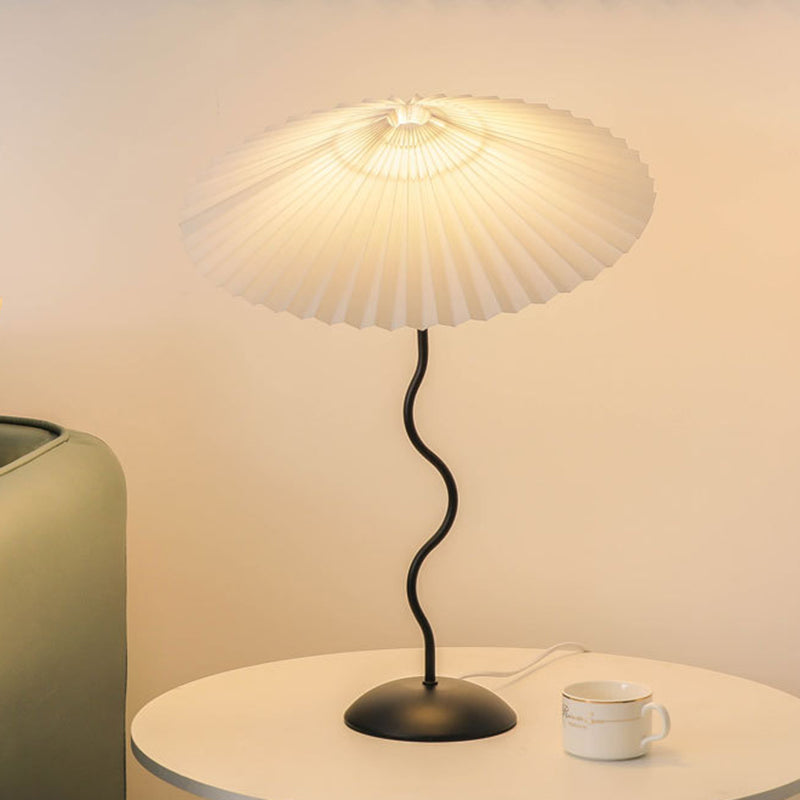 Contemporary Nordic Umbrella Fabric Lampshade Iron Base 1 - Light Table Lamp For Bedroom