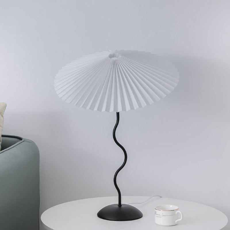 Contemporary Nordic Umbrella Fabric Lampshade Iron Base 1 - Light Table Lamp For Bedroom