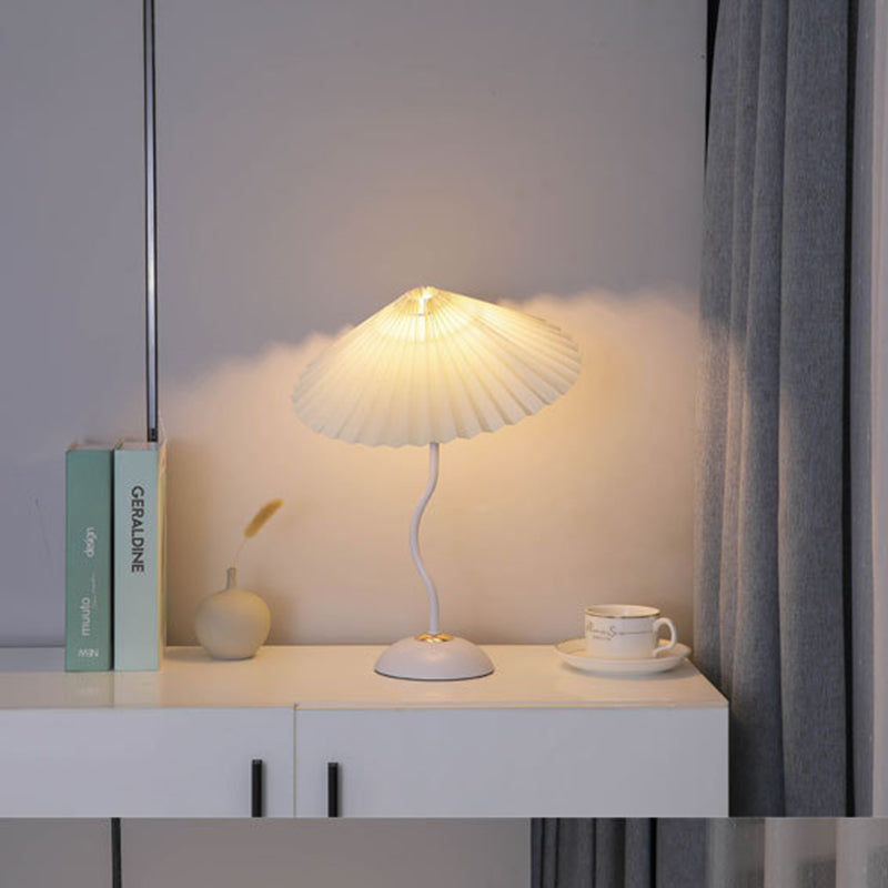 Contemporary Nordic Umbrella Fabric Lampshade Iron Base 1 - Light Table Lamp For Bedroom