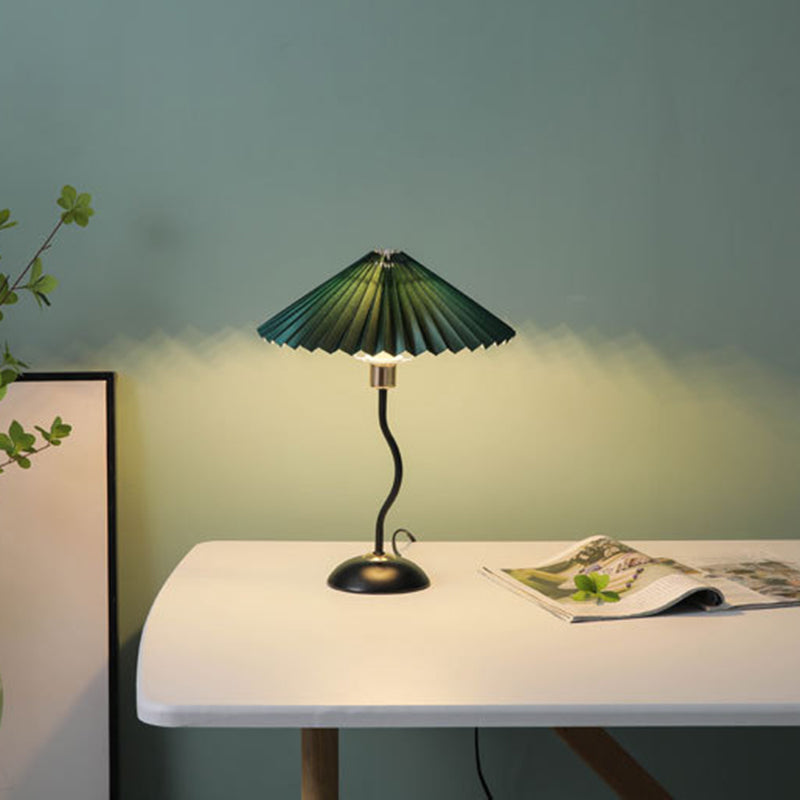 Contemporary Nordic Umbrella Fabric Lampshade Iron Base 1 - Light Table Lamp For Bedroom