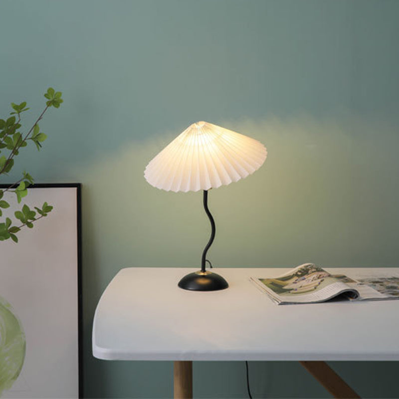 Contemporary Nordic Umbrella Fabric Lampshade Iron Base 1 - Light Table Lamp For Bedroom