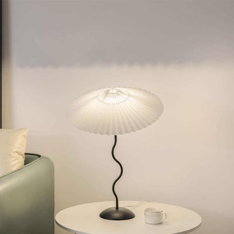 Contemporary Nordic Umbrella Fabric Lampshade Iron Base 1 - Light Table Lamp For Bedroom