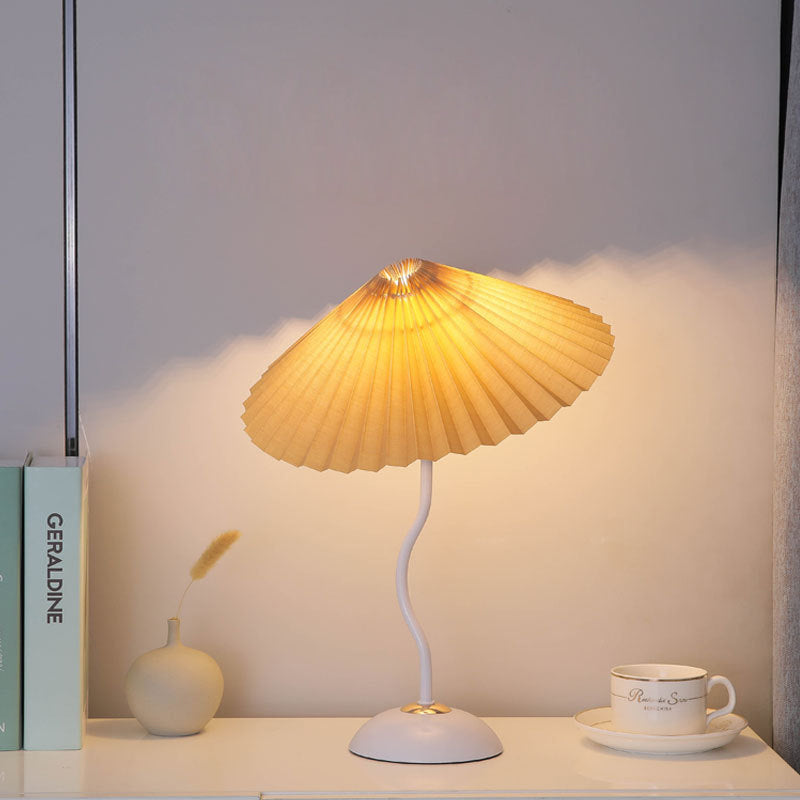 Contemporary Nordic Umbrella Fabric Lampshade Iron Base 1 - Light Table Lamp For Bedroom