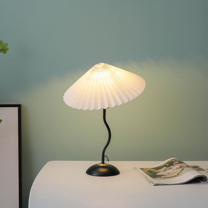 Contemporary Nordic Umbrella Fabric Lampshade Iron Base 1 - Light Table Lamp For Bedroom