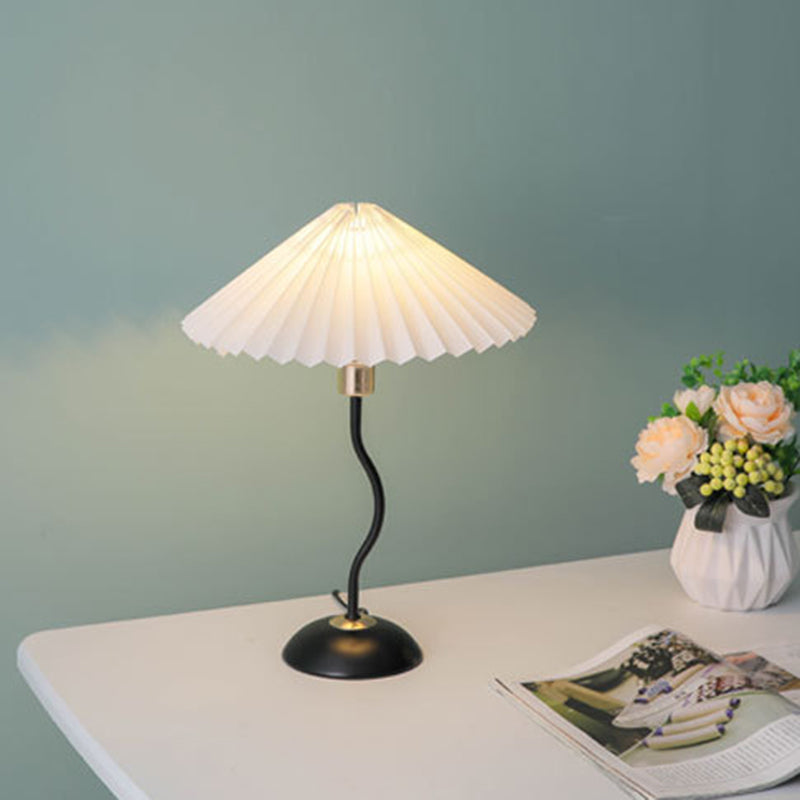 Contemporary Nordic Umbrella Fabric Lampshade Iron Base 1 - Light Table Lamp For Bedroom