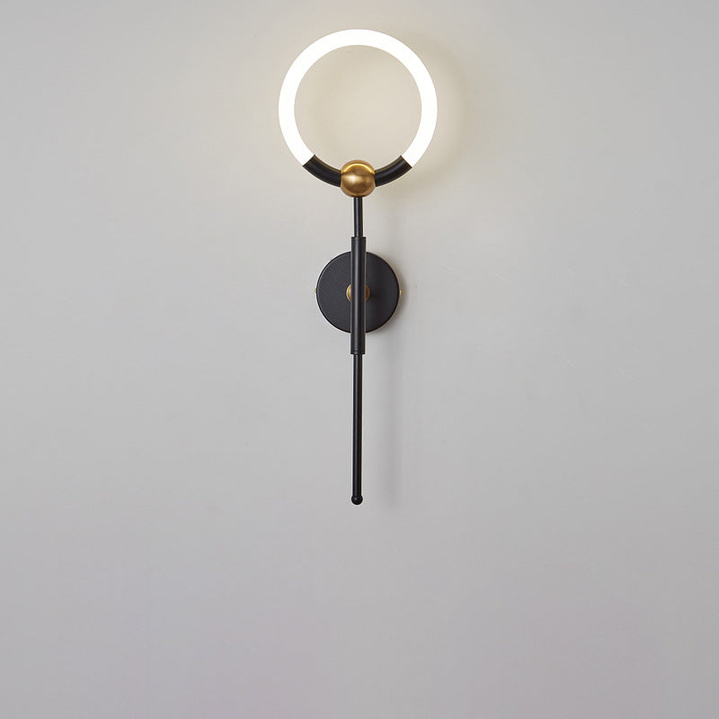 Contemporary Nordic Round Circle Iron Acrylic LED Wall Sconce Lamp For Living Room
