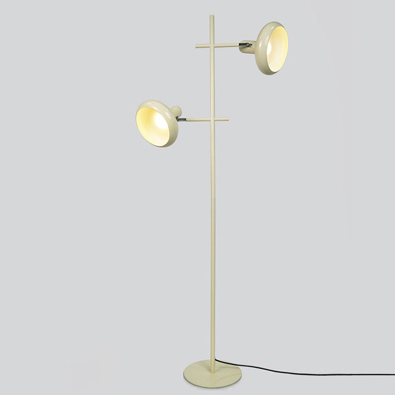 Contemporary Nordic Round Iron Lampshade 2 - Light Standing Floor Lamp For Living Room