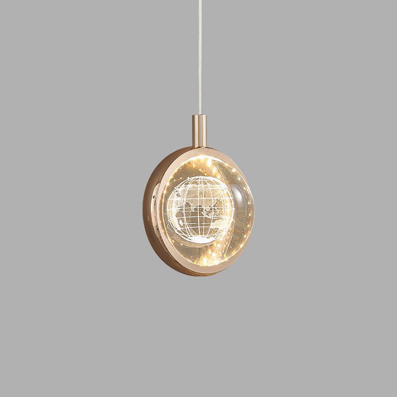 Contemporary Creative Dome Round Earth Dolphin Dandelion Bubbles Deer Aluminum Crystal LED Pendant Light For Living Room