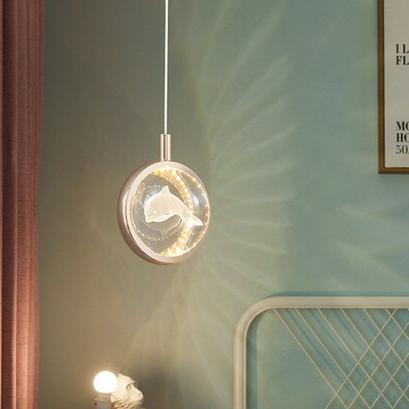 Contemporary Creative Dome Round Earth Dolphin Dandelion Bubbles Deer Aluminum Crystal LED Pendant Light For Living Room
