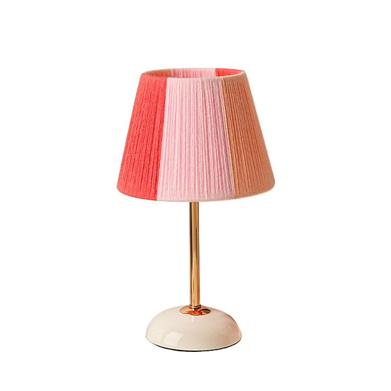 Contemporary Nordic Trapezoid Colorful Wool Yarn Lampshade Iron Base 1 - Light Table Lamp For Bedroom